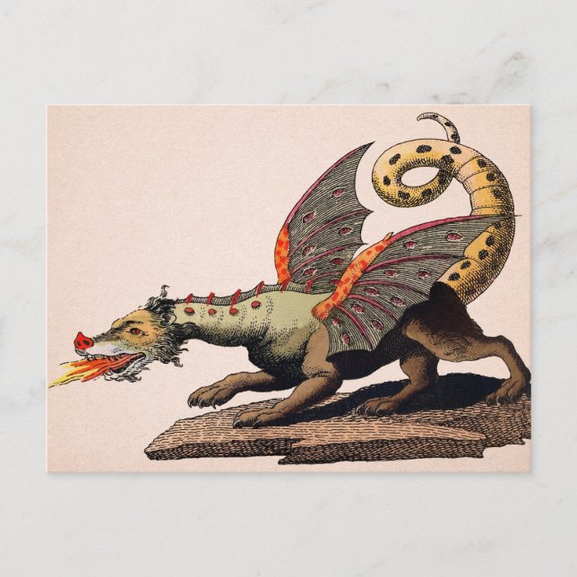 Carte postale vintage du dragon médiéval (Devant)