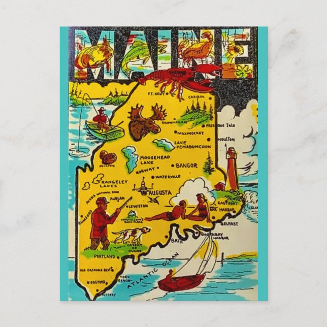 Carte postale vintage du Maine (Devant)
