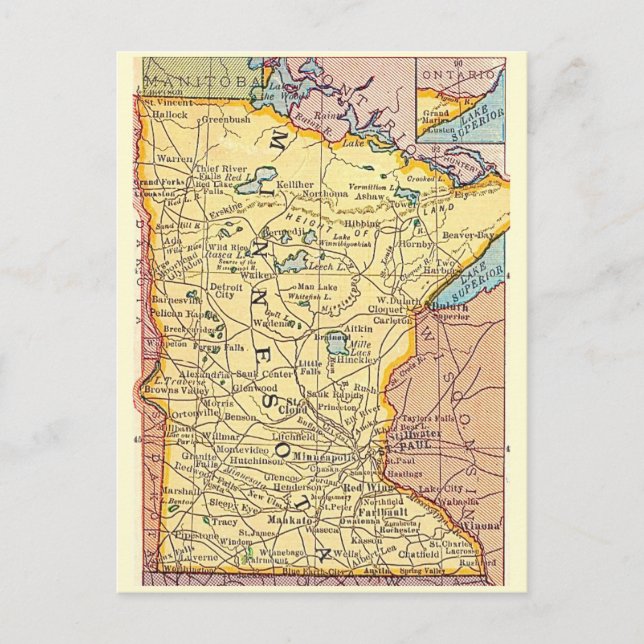 Carte postale vintage du Minnesota (Devant)