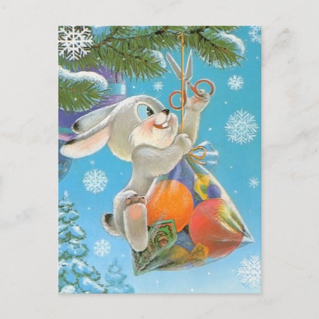 Carte postale vintage du Nouvel An soviétique/Noël (Devant)