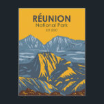 Carte postale Vintage du Parc national de la Réuni<br><div class="desc">Design vectoriel du parc national de la Réunion. Le parc est situé sur l'île de La Réunion,  département d'outre-mer de l'ouest de l'Océan Indien.</div>