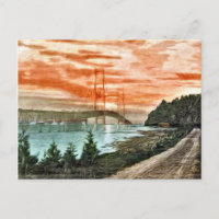 Carte postale Vintage du pont Mackinac