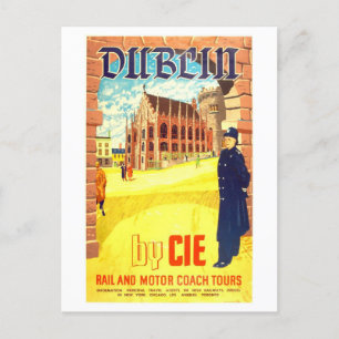 Carte Postale Vintage Dublin Irlande CIE Travel Poster