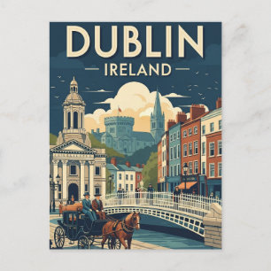 Carte Postale Vintage Dublin Irlande Travel