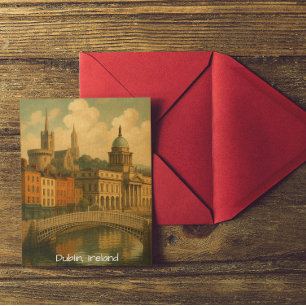 Carte Postale Vintage Dublin Travel Retro Ireland City Artwork