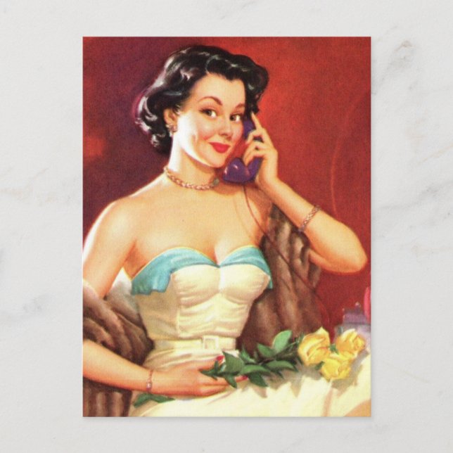 Carte postale vintage d'une pin up (Devant)