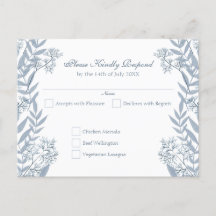 Carte postale Vintage Dusty Blue Mariage RSVP