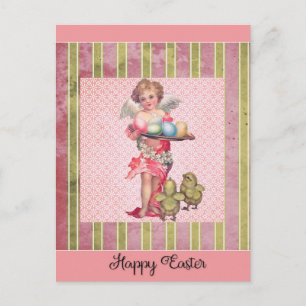 Carte Postale Vintage Easter Angel Poussins OEufs