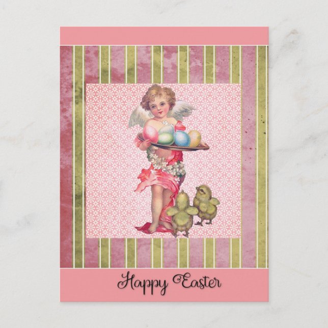Carte Postale Vintage Easter Angel Poussins OEufs (Devant)