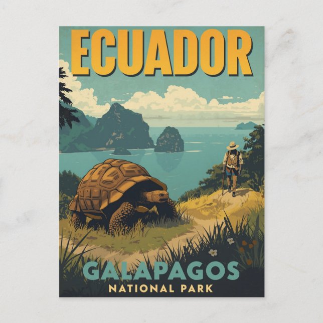 Carte Postale Vintage Ecuador Galapagos Travel (Devant)