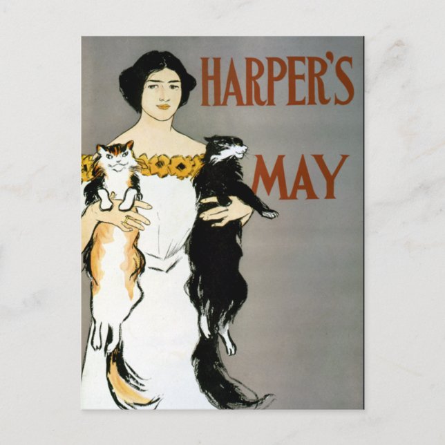 Carte Postale Vintage Edward Penfield CAT LADY (Devant)