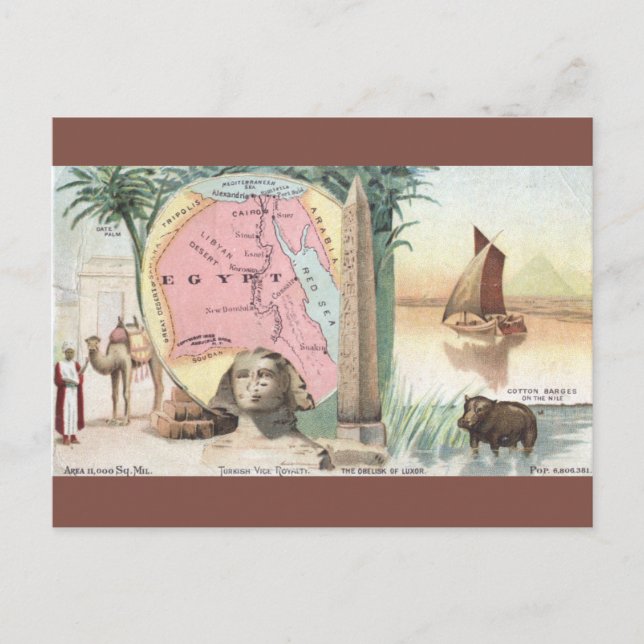 Carte Postale Vintage Egypt Map (Devant)