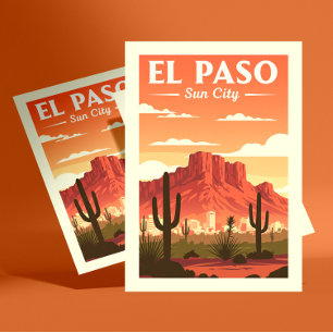 Carte Postale Vintage El Paso Texas