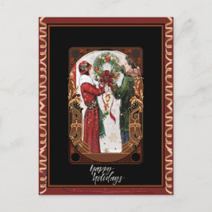 Carte Postale Vintage Elegance Festive Wreath Lovers
