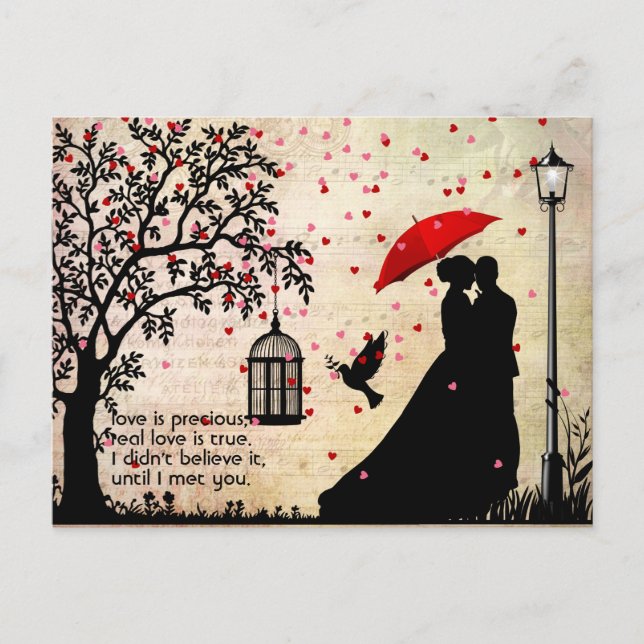 Carte Postale Vintage Elegant Beige & Black Poetry Valentines (Devant)