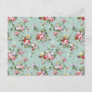 Carte Postale Vintage Elegant rose Roses Motif