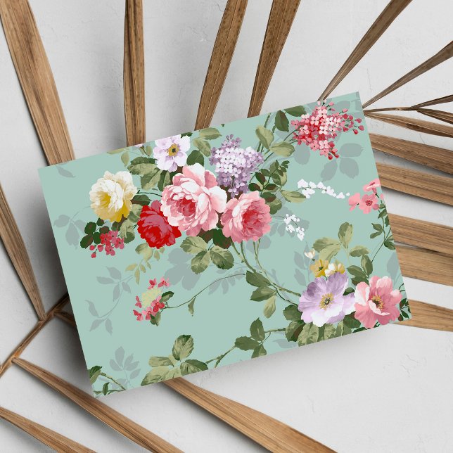 Carte Postale Vintage Elegant rose Roses Motif (Vintage Elegant Pink Red Roses Pattern )