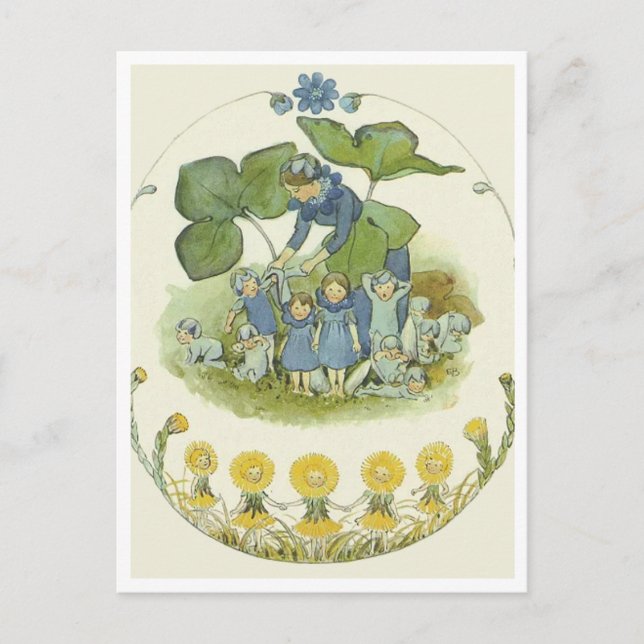 Carte postale vintage Elsa Beskow Flower (Devant)