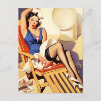 Carte Postale Vintage Elvgren Cruise Navire Retro Pin Up Girl