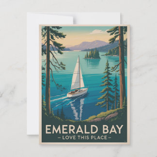 Carte Postale Vintage Emerald Bay Lake Tahoe Travel