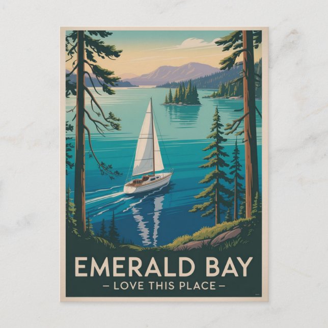 Carte Postale Vintage Emerald Bay Lake Tahoe Travel (Devant)