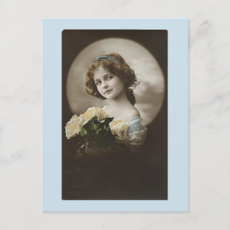 Carte Postale vintage En Roses Bleues Blanches