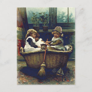 Carte Postale Vintage Enfants Bon Bateau