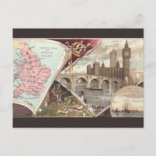 Carte Postale Vintage England Map (Devant)