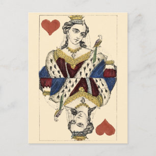 Carte Postale Vintage époque victorienne Reine des Coeurs