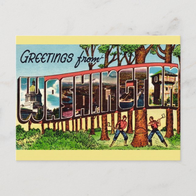 Carte Postale Vintage État de Washington (Devant)