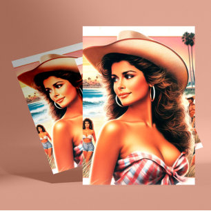 Carte Postale Vintage été Cowgirl