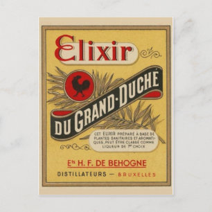 Carte postale vintage Étiquette de boissons