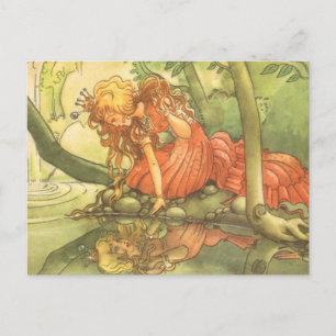Carte Postale Vintage Fairy Tale, Frog Prince Princesse par Pond