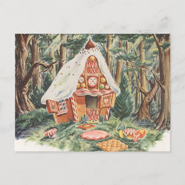 Carte Postale Vintage Fairy Tale, Hansel et Gretel Candy House (Devant)