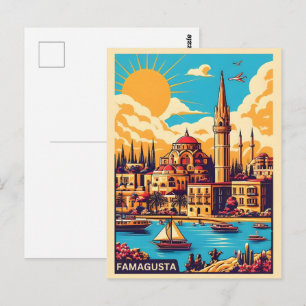 Carte Postale vintage Famagsta Beach Chypre cadeaux