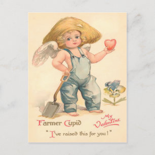 Carte postale vintage Farmer Cupid Valentine