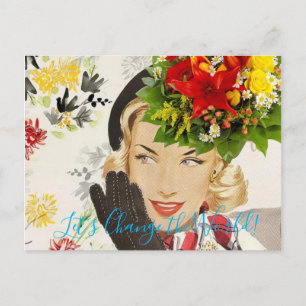 Carte postale Vintage femme Floral