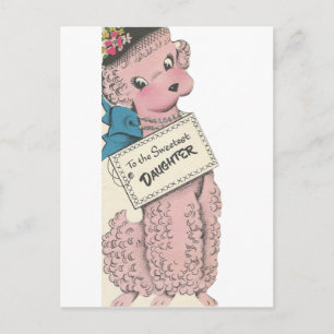 Carte Postale Vintage fille de caniche