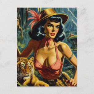 Carte Postale Vintage fille de pâte Jungle