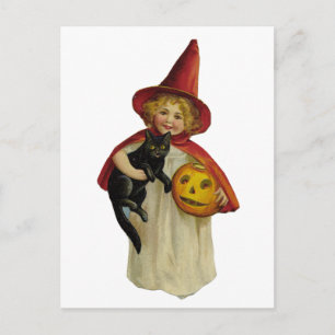 Carte Postale Vintage fille d'Halloween