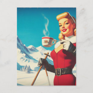 Carte Postale Vintage fille d'hiver