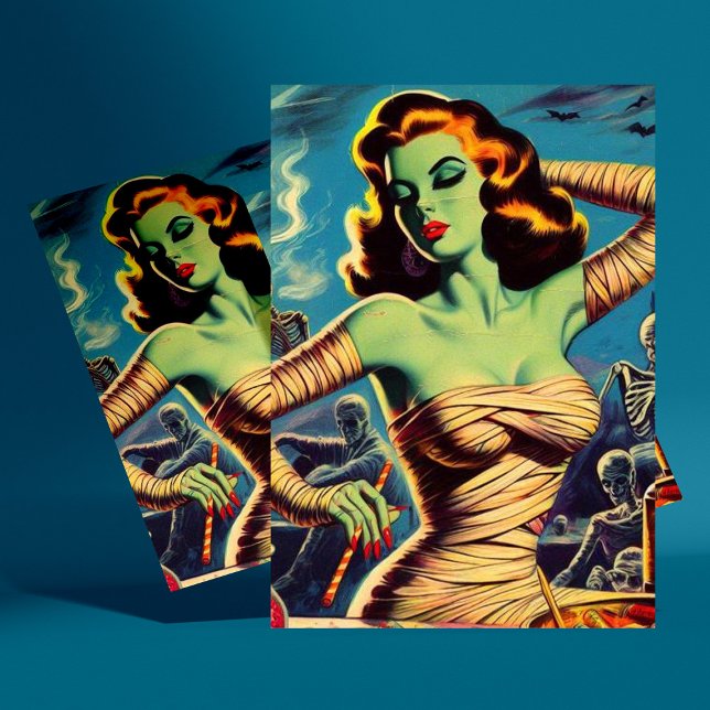 Carte Postale Vintage fille maman horreur (Créateur téléchargé)