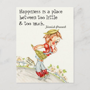 Carte postale Vintage Finlande Proverbe Happiness 