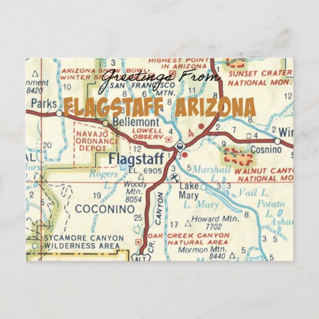 Carte postale Vintage Flagstaff Arizona (Devant)