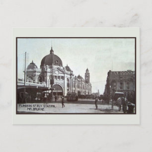 Carte Postale Vintage Flinders Street, gare, Melbourne