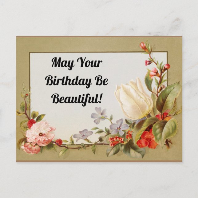 Carte postale vintage Floral Anniversaire (Devant)