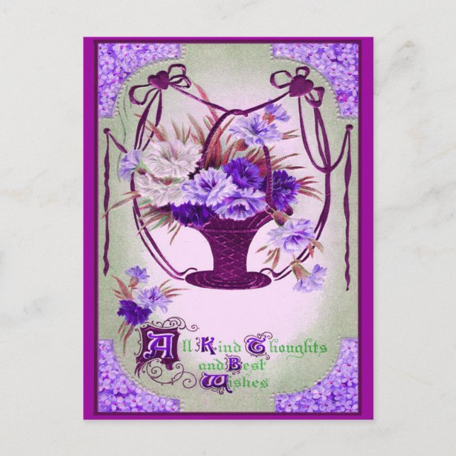 Carte postale vintage Floral Anniversaire (Devant)