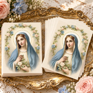 Carte Postale Vintage Floral Bienheureuse Mère Marie Catholique