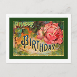 Carte Postale Vintage Floral Joyeux anniversaire