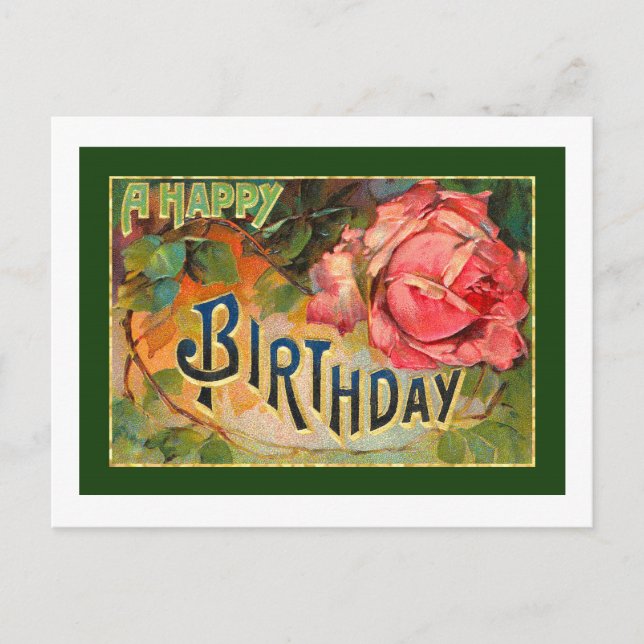 Carte Postale Vintage Floral Joyeux anniversaire (Devant)